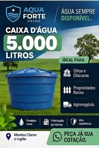 Reserva de Água 5000 Litros para Sítios e Chácaras em Montes Claros