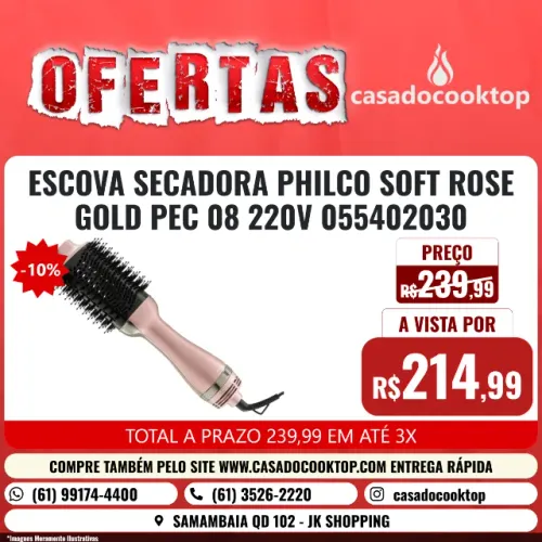 ESCOVA SECADORA PHILCO SOFT ROSE GOLD PEC08 220V 055402030