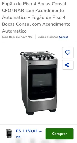 Fogão de Piso Consul CFO4NAR semi-novo