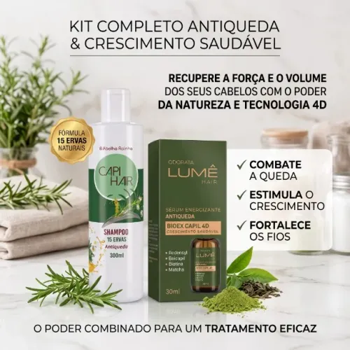 Kit Tratamento Antiqueda e Crescimento Acelerado (Shampoo + Sérum) - Envio Rápido!