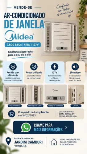 Ar-condicionado de Janela Midea 7.500 BTUs 127V - Pouco Usado