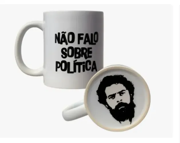 Caneca Cerâmica Política Lula Pt Esquerda 325ml Megift
