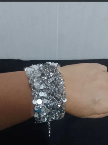 Pulseira de lantejoulas Prata