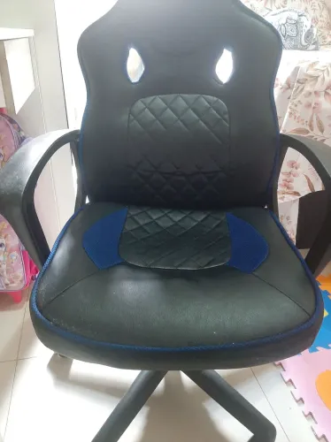 Cadeira Escritório Gamer Preta e Azul