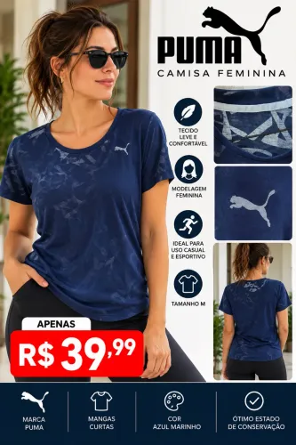 CAMISA PUMA FEMININA AZUL MARINHO | TAMANHO M