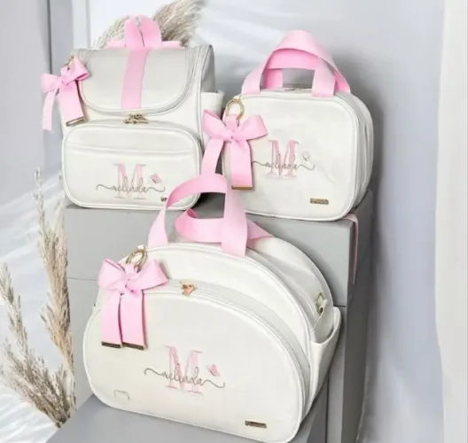 Kit Maternidade 3 Peças Bolsa, Mochila e Bolsa Personalizada Térmica Impermeável
