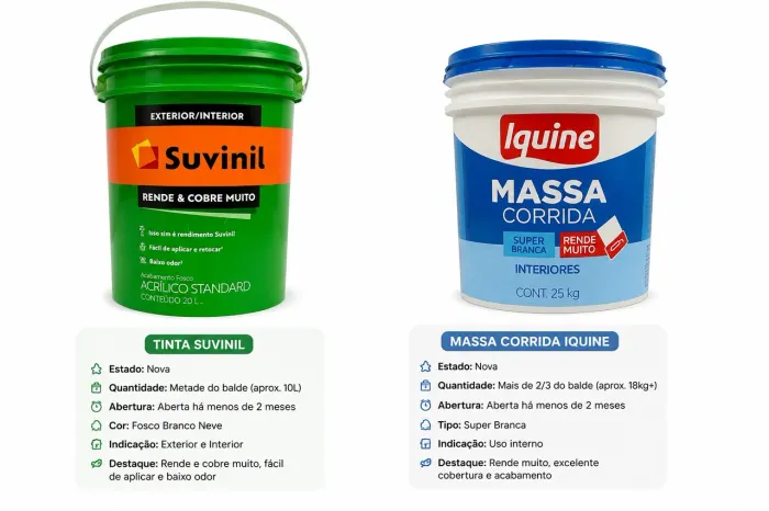 Tinta Suvinil 20L + Massa Corrida Iquine 25kg | Semi Novas