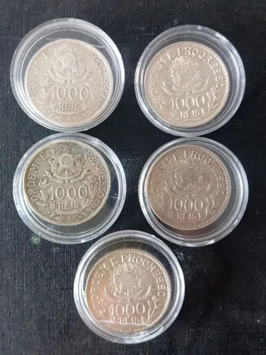 5 moedas de prata 900 originais lote 2