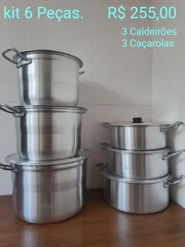 Caldeirões Com Mais Caçarolas Baixas, kit 6 Peças