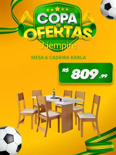 Mesa com 6 cadeiras Karla,pagamento no ato da entrega