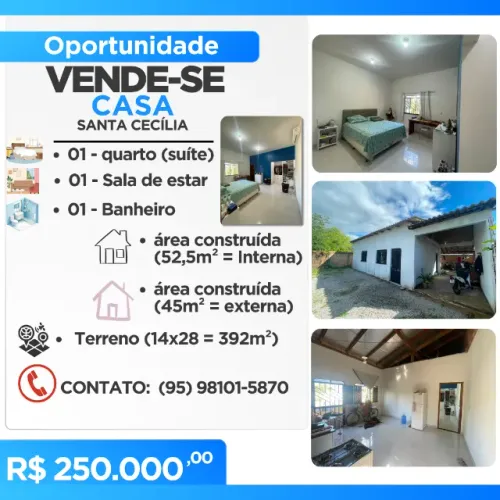 VENDE-SE UMA CASA NO SANTA CECÍLIA