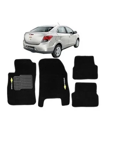 Jogo Tapete Chevrolet Prisma 2013 a 2021 4 pcs Preto com Logo caperte