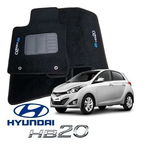 Jogo Tapete hb20 hatch sedam 5 pcs Preto com Logo caperte