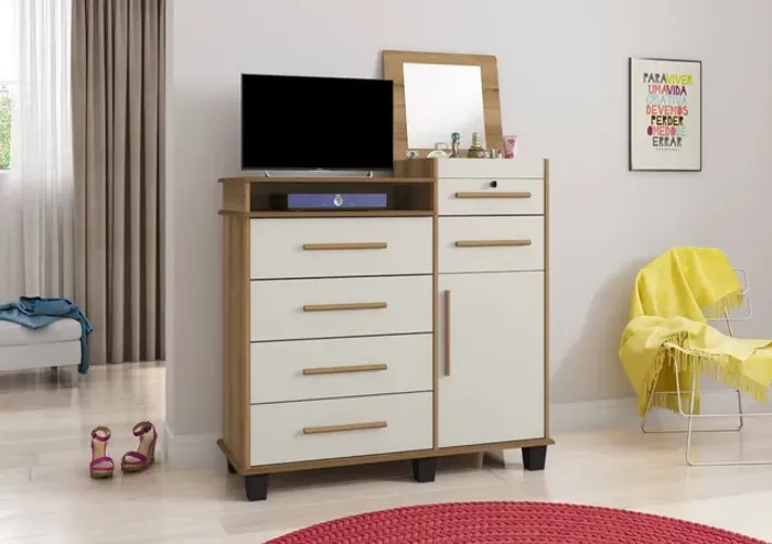 Cômoda com sapateira e espelho montagem grátis valor 799,00 