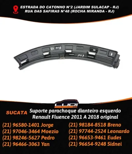 Suporte parachoque dianteiro esquerdo Renault Fluence 2011 A 2018 original