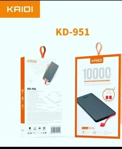 Bateria Externa 10.000 Mah - Carregador Portátil Kd-951 Kaidi wpp:43. *