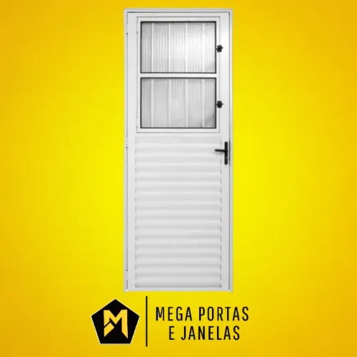 Porta Social Alumínio Branco - Linha 25 (Completa)