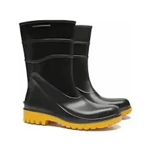 Bota Pvc Preta Solado Amarela S/ Forro - BRACOL