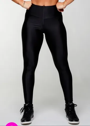 CALÇA LEGGING METALLIC COM ZIPER EM POLIAMIDA
