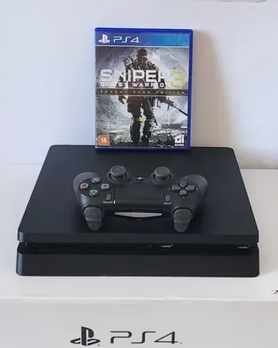 PS4 Slim 1 TERA c/ Garantia de LOJA FÍSICA + Jogo (SNIPER ELITE).