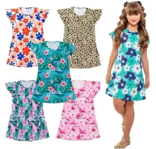 Vestido Infantil Estampado Suplex Grosso Soltinho Tamanho 8 ao 12