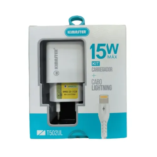Kit Carregador de Parede 15W + Cabo para IPhone USB 3.1A - Kimaster  cod: 3908