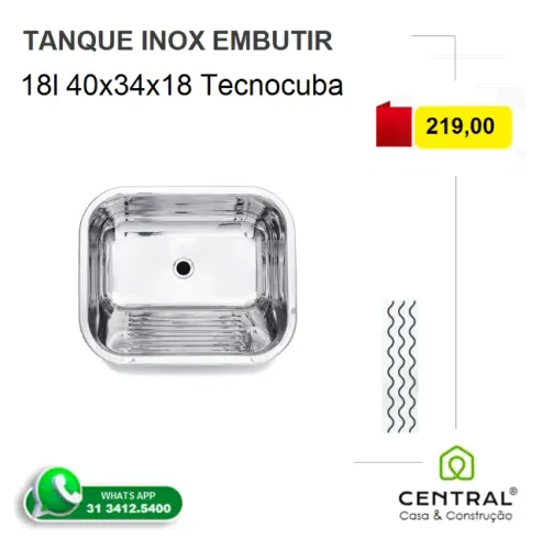 Tanque Inox 18l 40x34x18 Tecnocuba