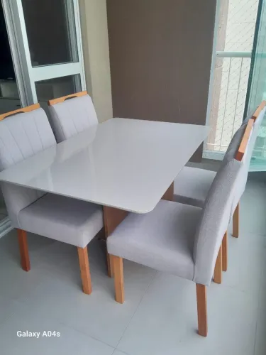 Mesa 4 Cadeiras Linho NOVO FRETE GRÁTIS 