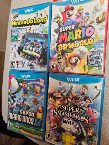 Lote Jogos Wii U - Nintendo Land, Mario 3D World, Smash, New Super Mario