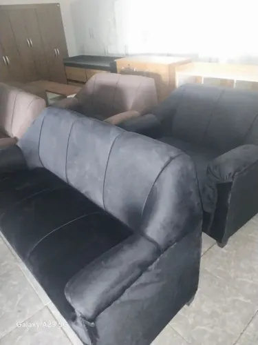 Conjunto de Sofás de Veludo Preto
