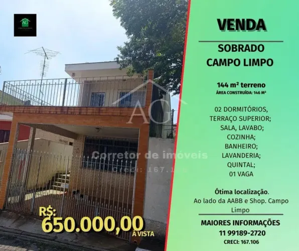 SOBRADO À VENDA, VILA DAS BELEZAS, SAO PAULO - SP