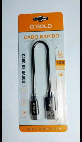 Cabo de Dados e de Carga Curto Metálico 24cm A´Gold CB25