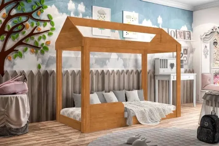 Cama de Casal com Dossel - Madeira Natural ENTREGA HOJE !!!