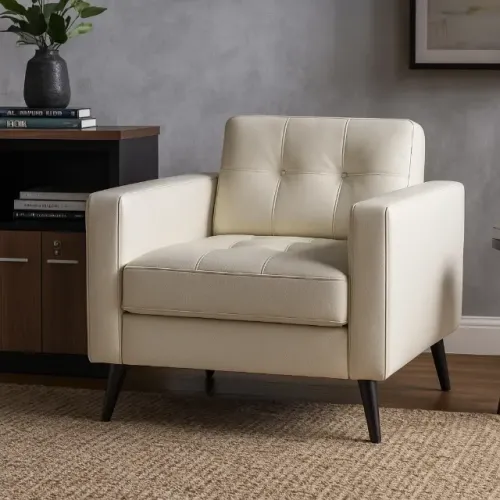Poltrona Escritório ROMA 1 Lugar Corino Cor Nude Conforto Sofisticado Modelo 60070