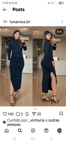 Vestido midi longuete Preto