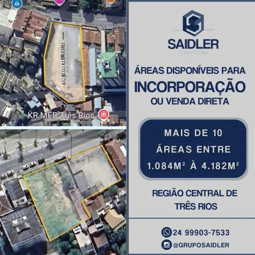Áreas para incorporação ou venda direta em Três Rios RJ