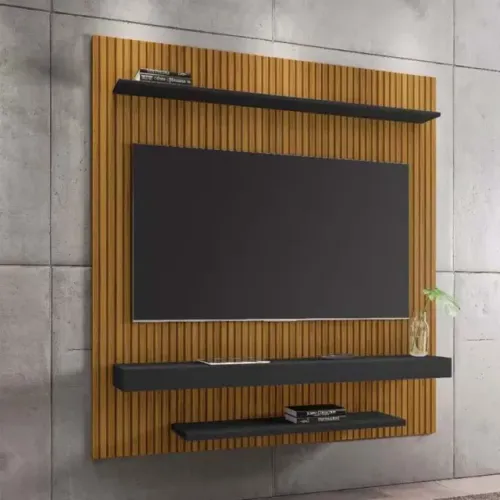 sala painel com ripa em 3D