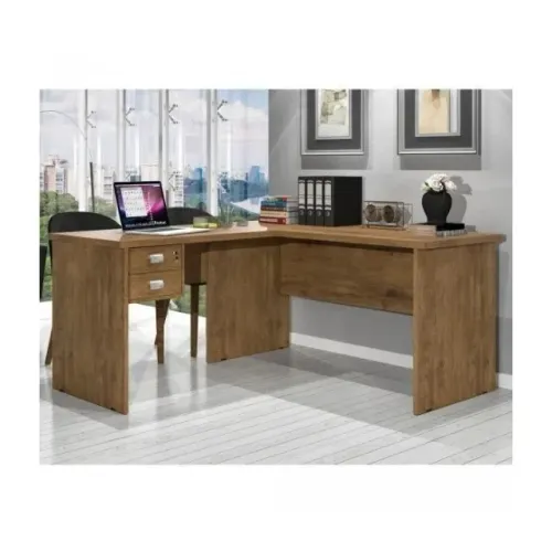 Escrivaninha Em L 2 Gavetas com Chave Thor (FAZEMOS ENTREGAS DF E ENTORNO)