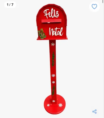 Caixa de correio Natal MDF papai Noel