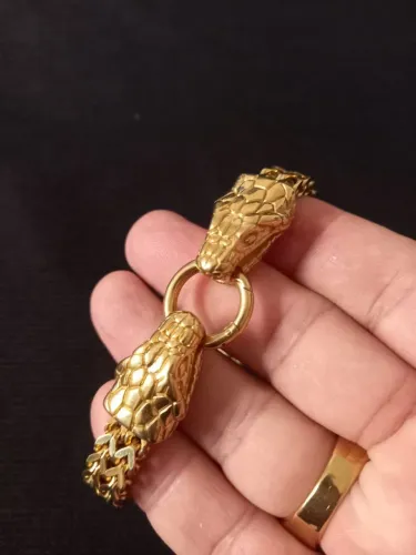 PULSEIRA SERPENTE LUXUOSA - BANHADA Á OURO