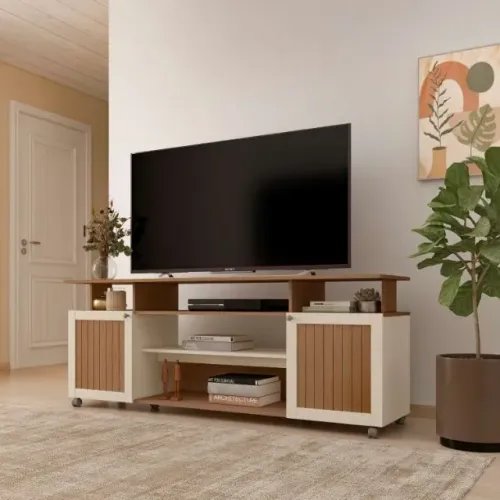 !!! FRETE GRATIS !!! Rack Ipanema 180 2P5N Cinamomo com Off White Artely