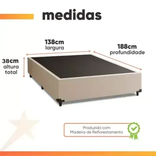 Base Box para Cama de Casal na cor bege