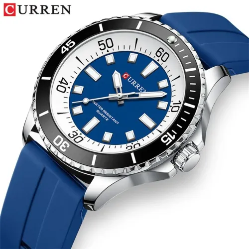 CURREN 8448 "AZUL" - Relógio Sport/Luxo Original Importado Pulseira De Silicone