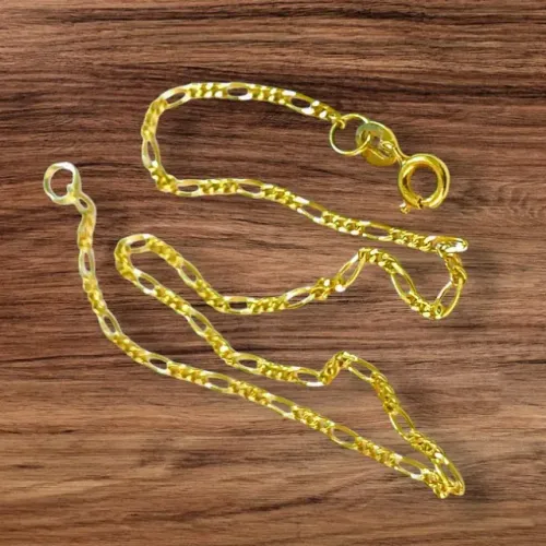 Tornozeleira Unissex de Ouro Amarelo Elo 3 X 1