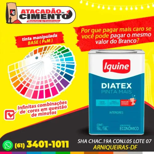 Tinta Iquine Milhares de cores com preço de Branco Manipulada na hora com Base P&M