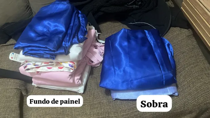 Pano de cetim, para festas. Mesa, fundo de painel