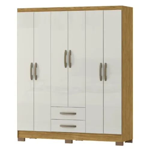Guarda Roupa 6 Portas 2 Gavetas Novo off white