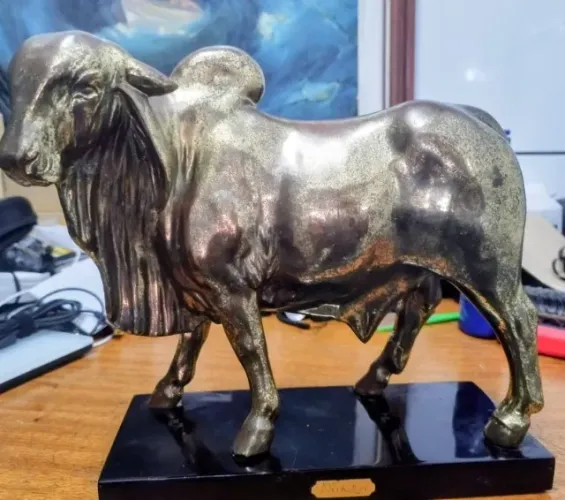 Escultura em bronze representando Boi Nelore