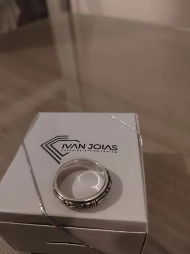 Anel de prata envelhecida giratório