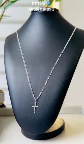 Corrente Prata 3x1 1MM 60cm